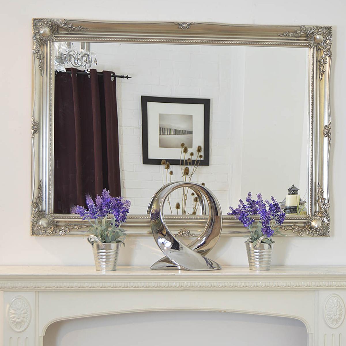 MirrorOutlet Silver Antique Ornate Design Wall Mirror 106 X 76cm - Silver – image 3