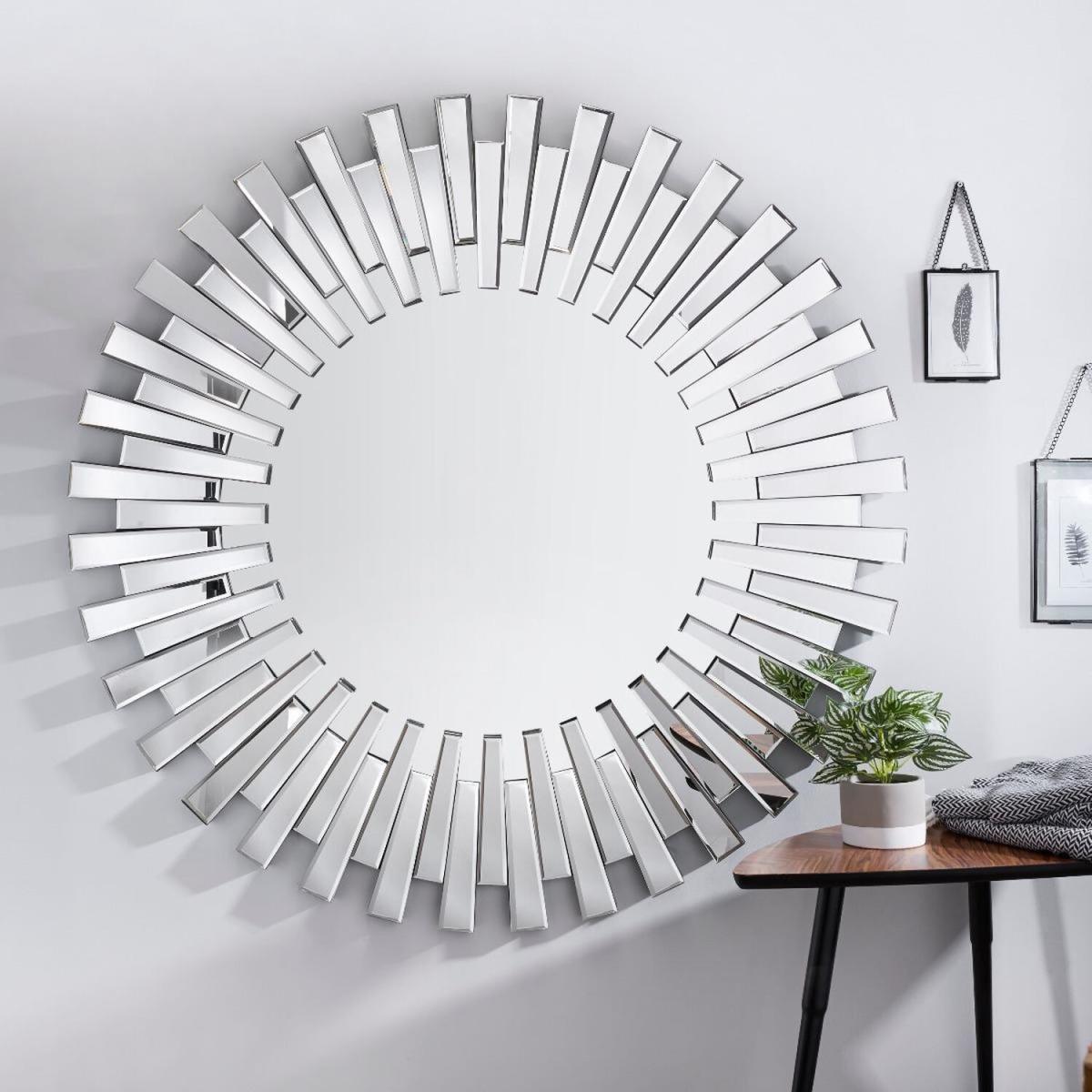 Starburst Large Silver Round Modern Mirror - Silver – image 2
