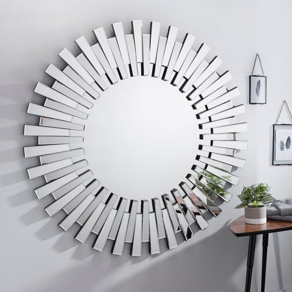 Starburst Large Silver Round Modern Mirror - Silver – image 1