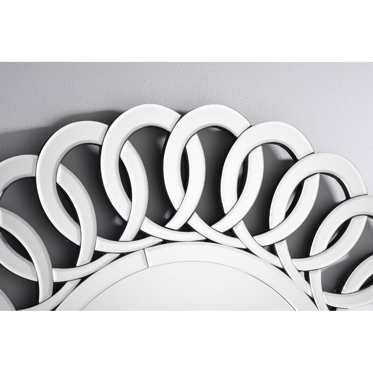 Italian Medium Silver Patterned Round Modern Mirror - Silver – image 3