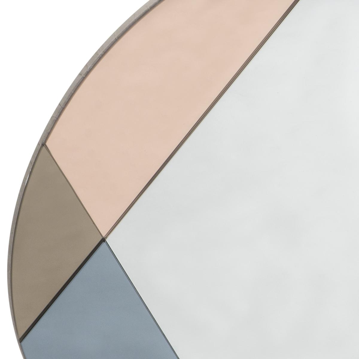 Round Rose Gold & Grey Patterned Mirror – image 2