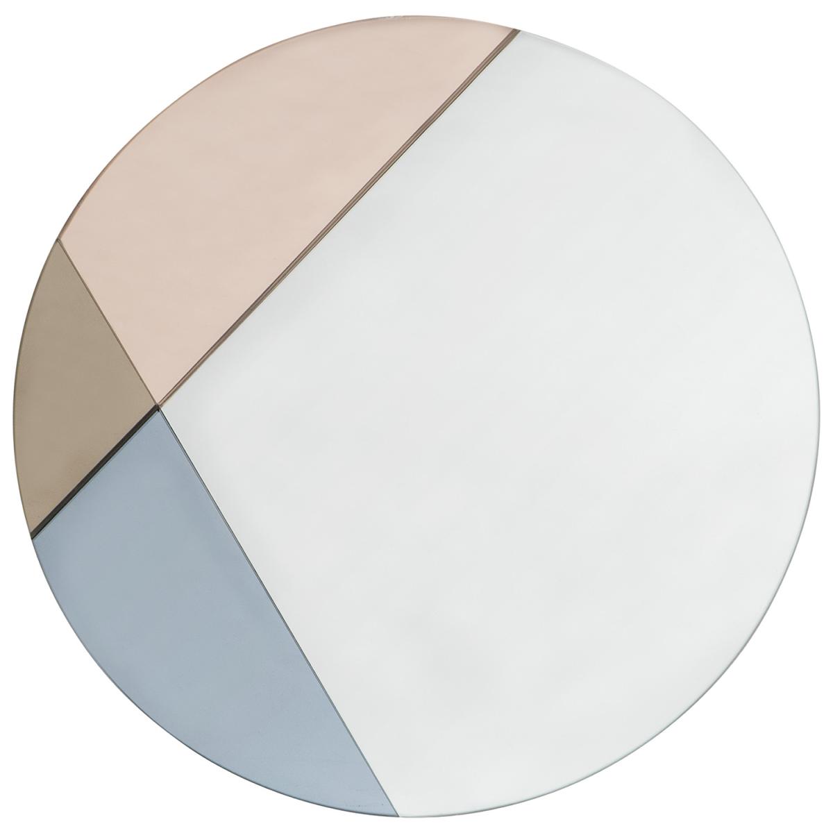 Round Rose Gold & Grey Patterned Mirror – image 3