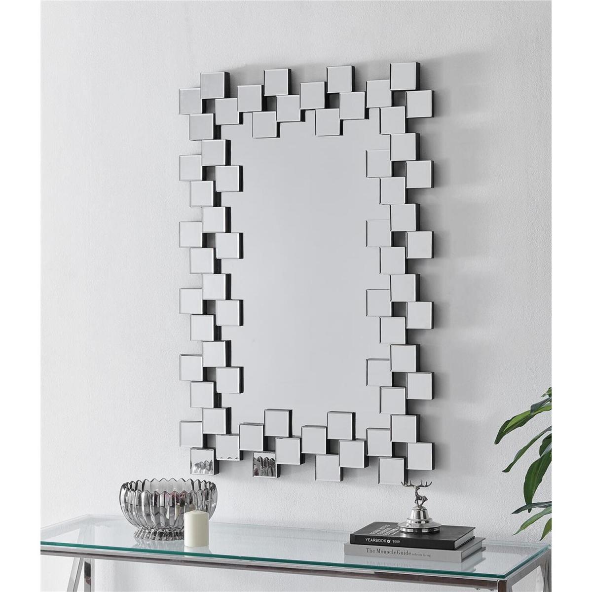 KIARA Rectangular Geometric Mirror - Silver – image 2