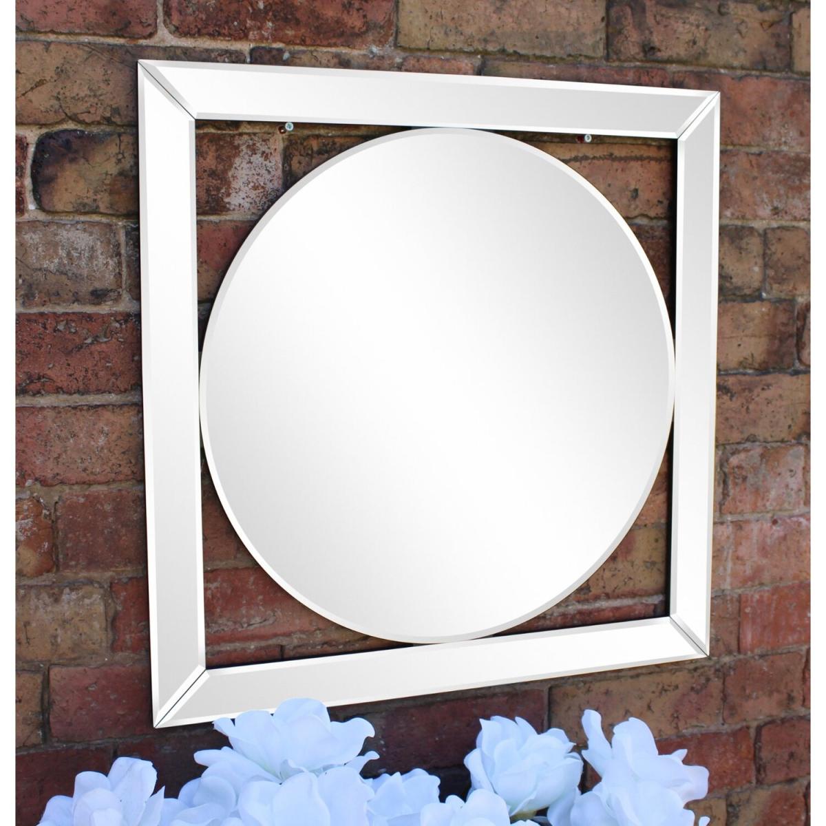 Bevelled Edge Deco Style Mirror 60cm - White – image 2