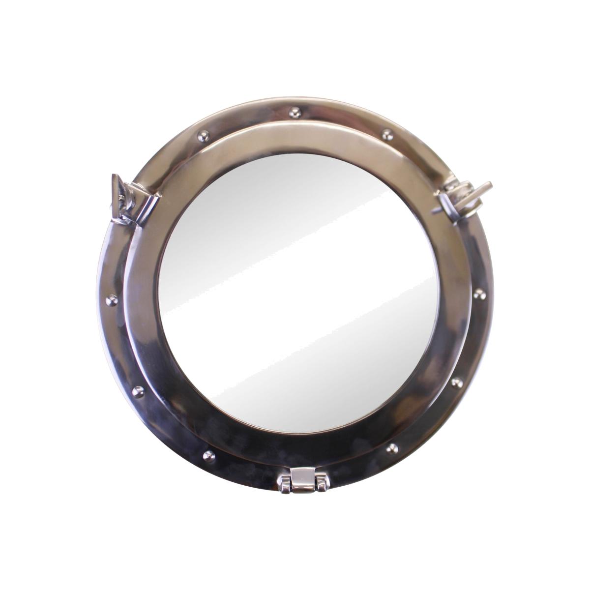 Silver Metal Port Hole Mirror - Brown – image 1