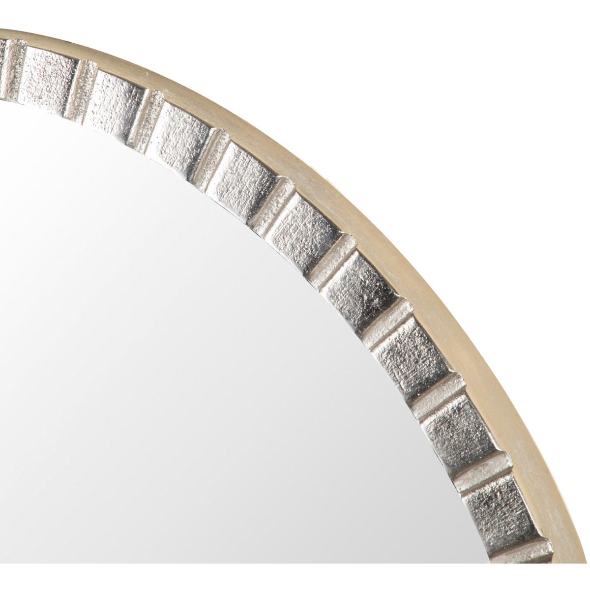 Array Antique Plated Nickel Wall Mirror, Metal Frame, Silver, 60cm Round. - Silver – image 2