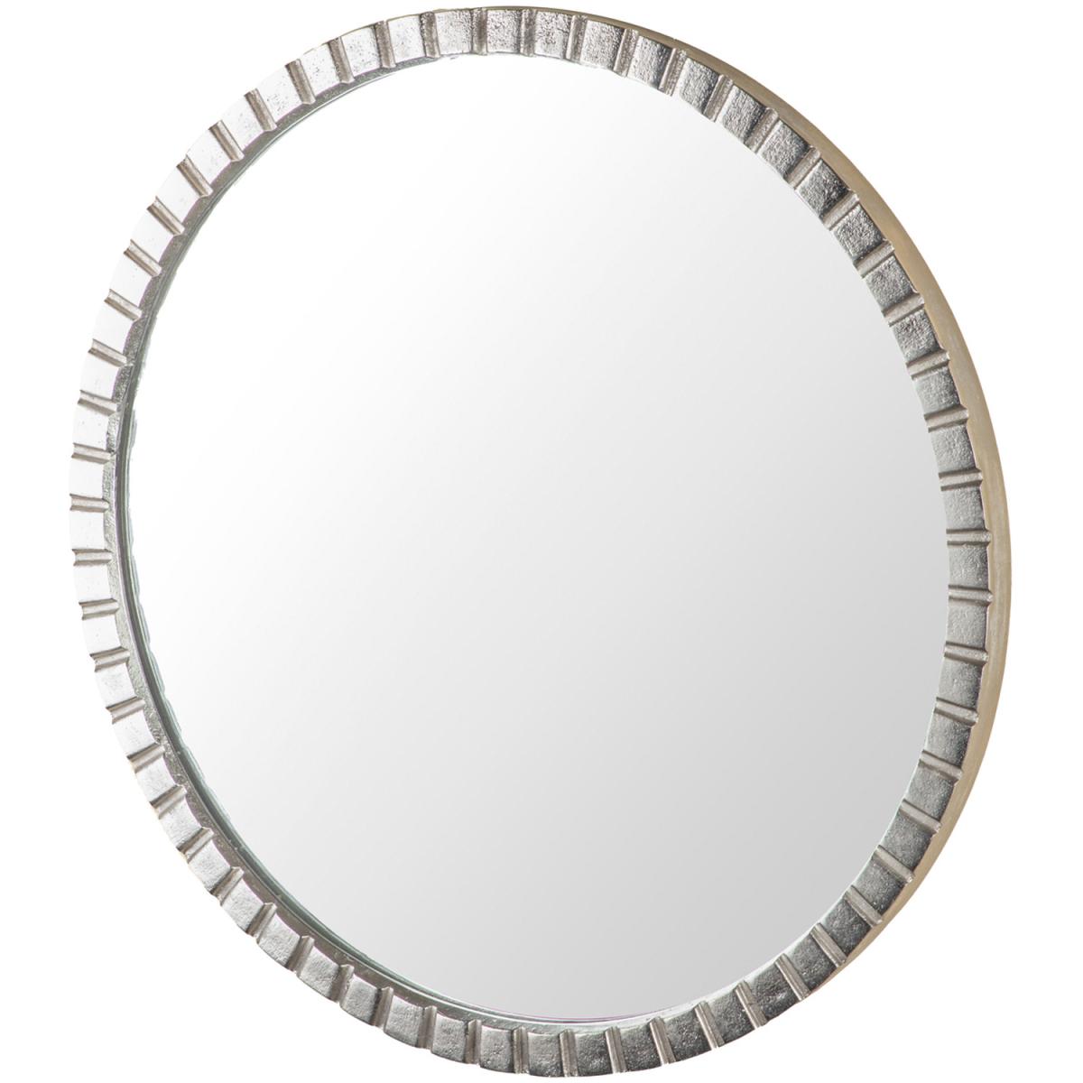 Array Antique Plated Nickel Wall Mirror, Metal Frame, Silver, 60cm Round. - Silver – image 4