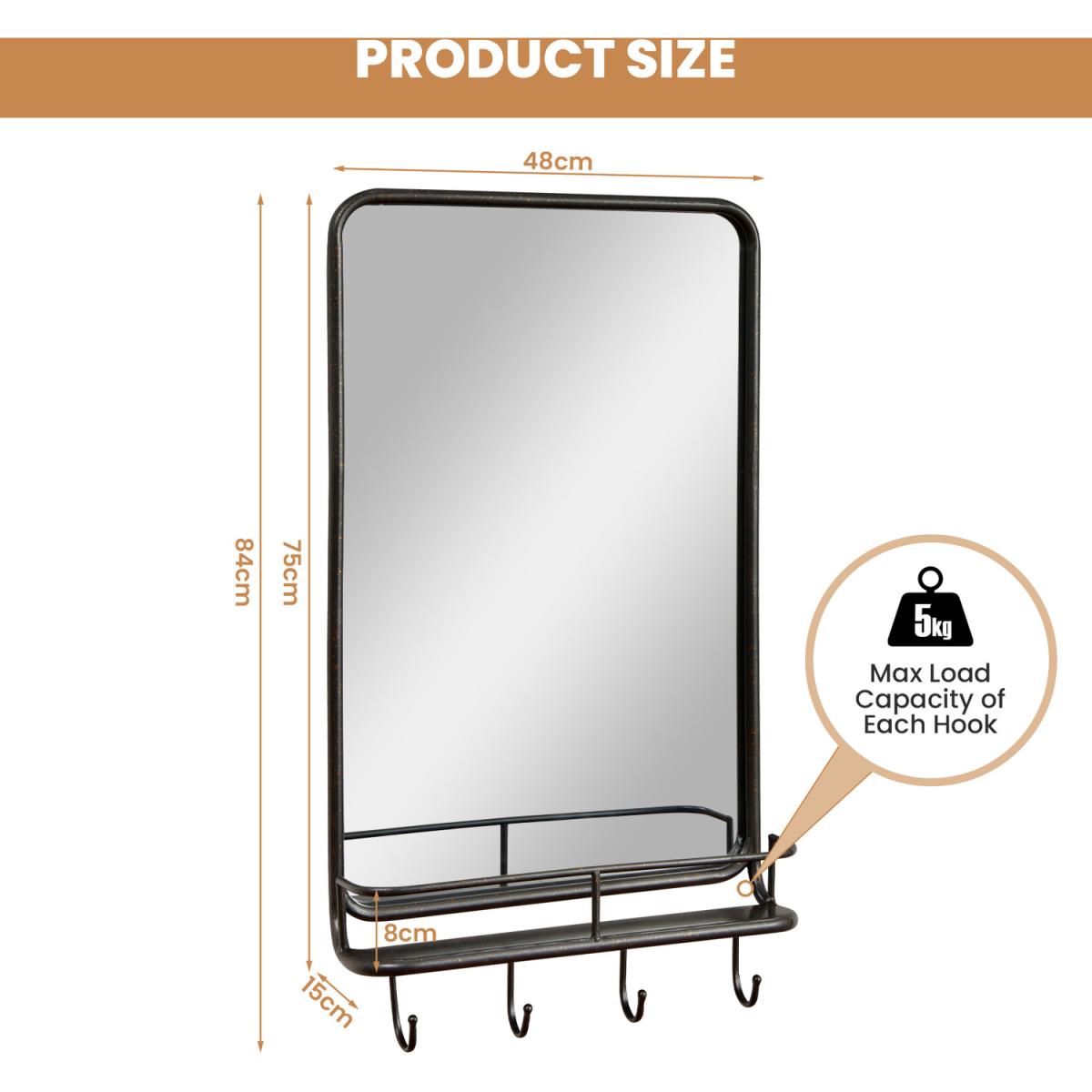 Costway Wall-mounted Bathroom Mirror-Black - Black – image 2