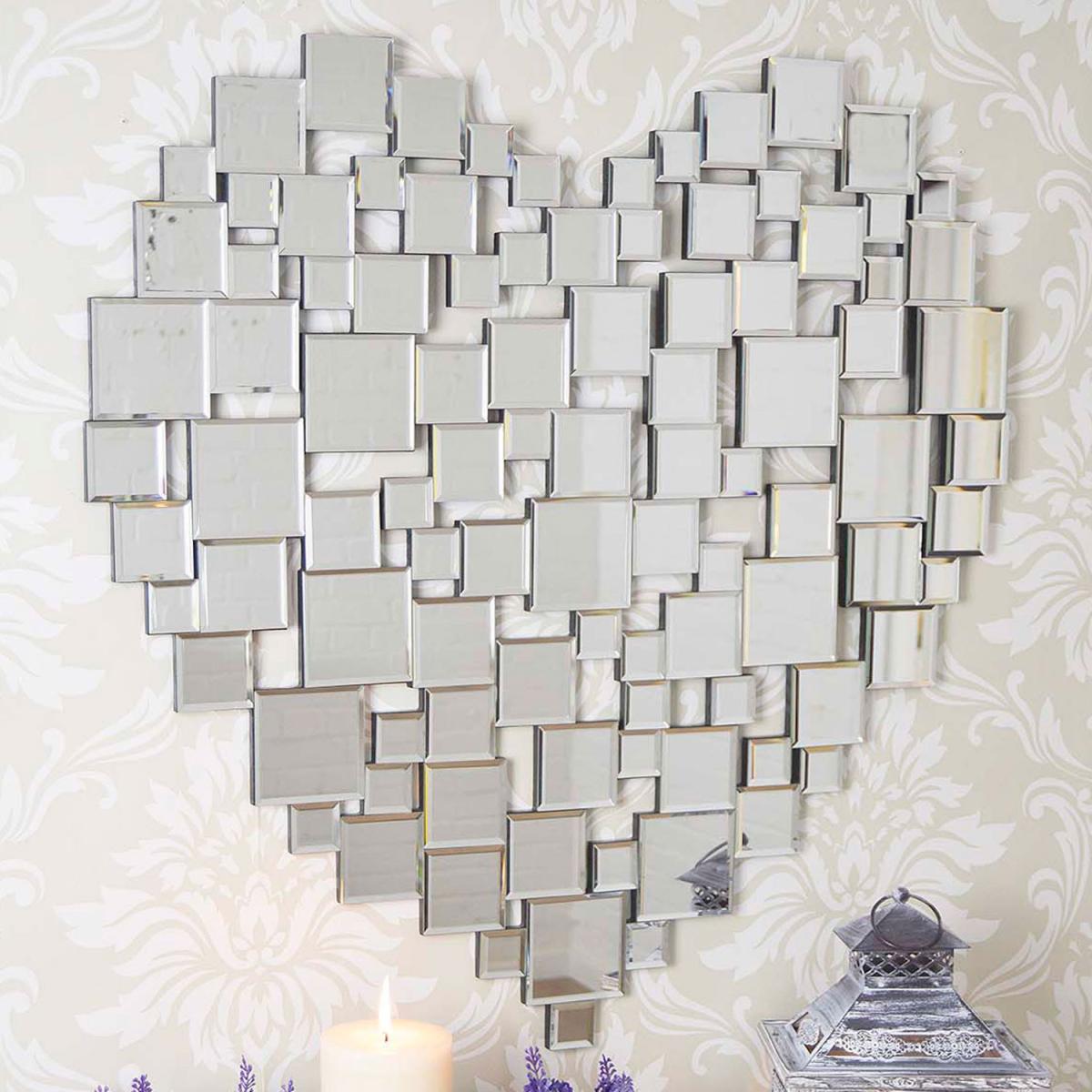 MirrorOutlet Large Beautiful Modern Heart Shape Venetian Wall Mirror - Silver – image 2