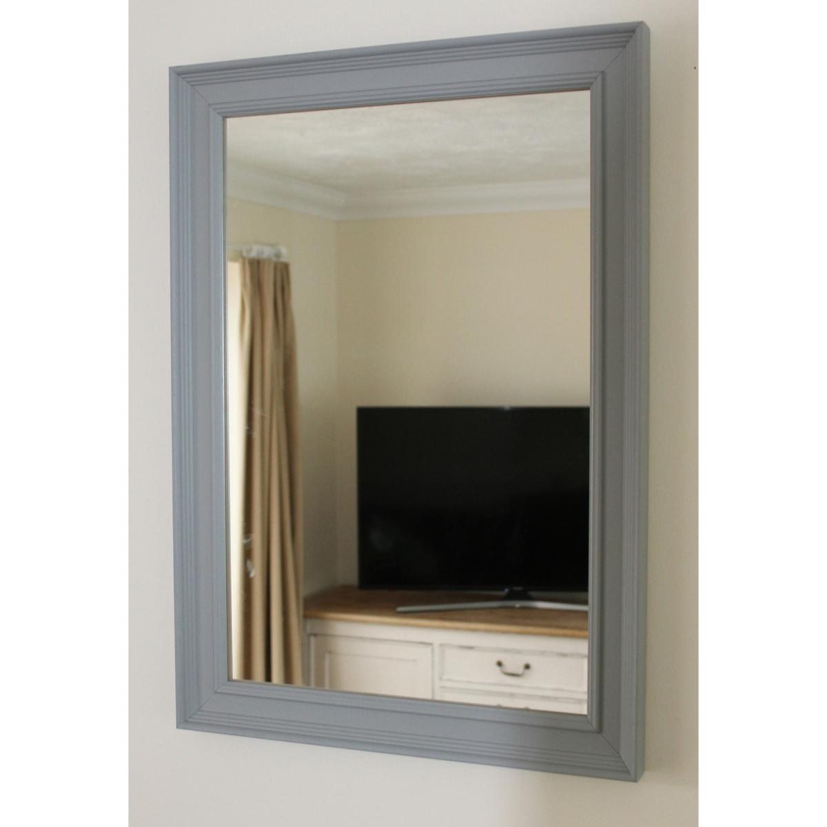 Torbett Wood Framed Wall Mounted Accent Mirror in Pale Grey - Grey / 61cm – image 2