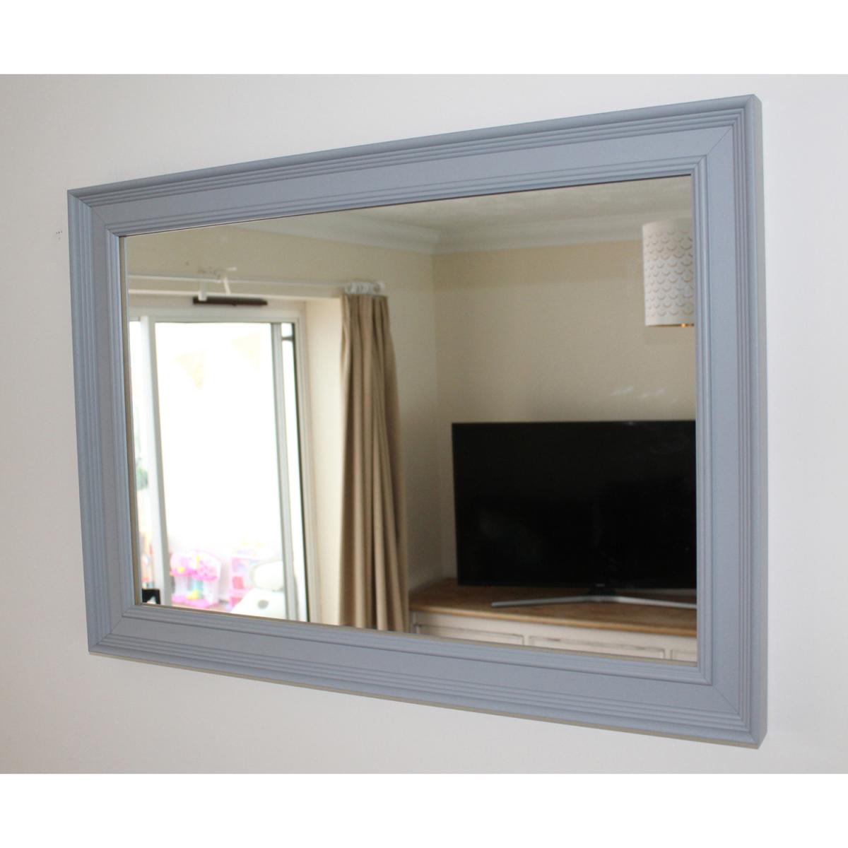 Torbett Wood Framed Wall Mounted Accent Mirror in Pale Grey - Grey / 61cm – image 3