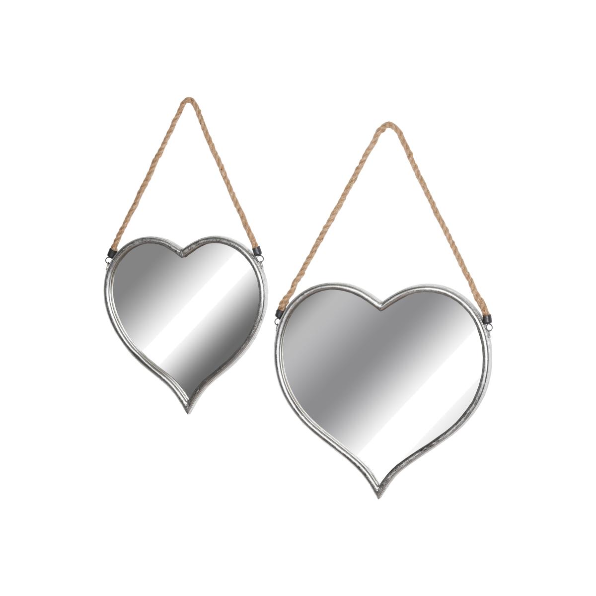 Set of Two Heart Mirrors With Rope Detail Romantic Decor - Bronze