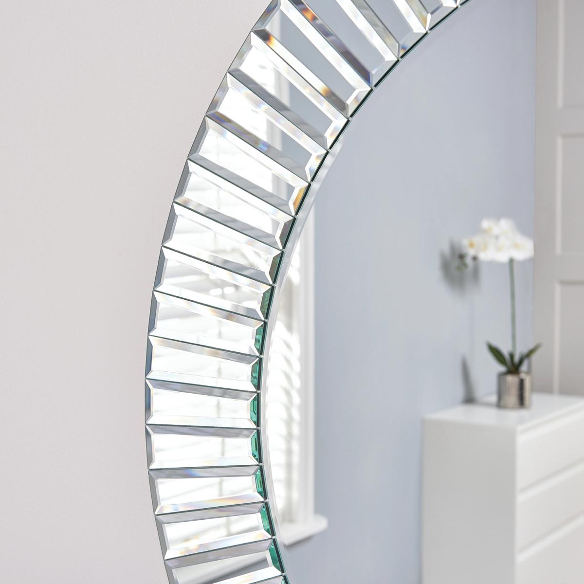 Round Bevelled All Glass Mirror - Silver – image 2