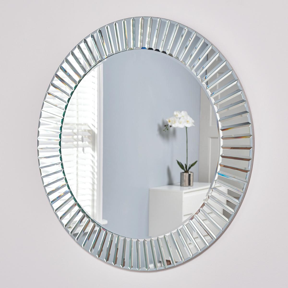 Round Bevelled All Glass Mirror - Silver – image 4