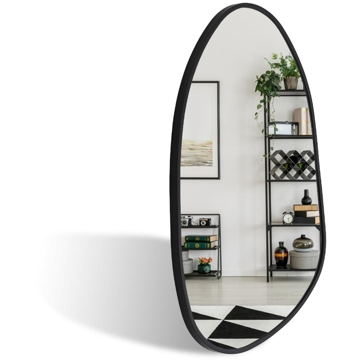 Modern Tempered Glass Wall Mirror With Iron Frame - Black / 8kg – image 2