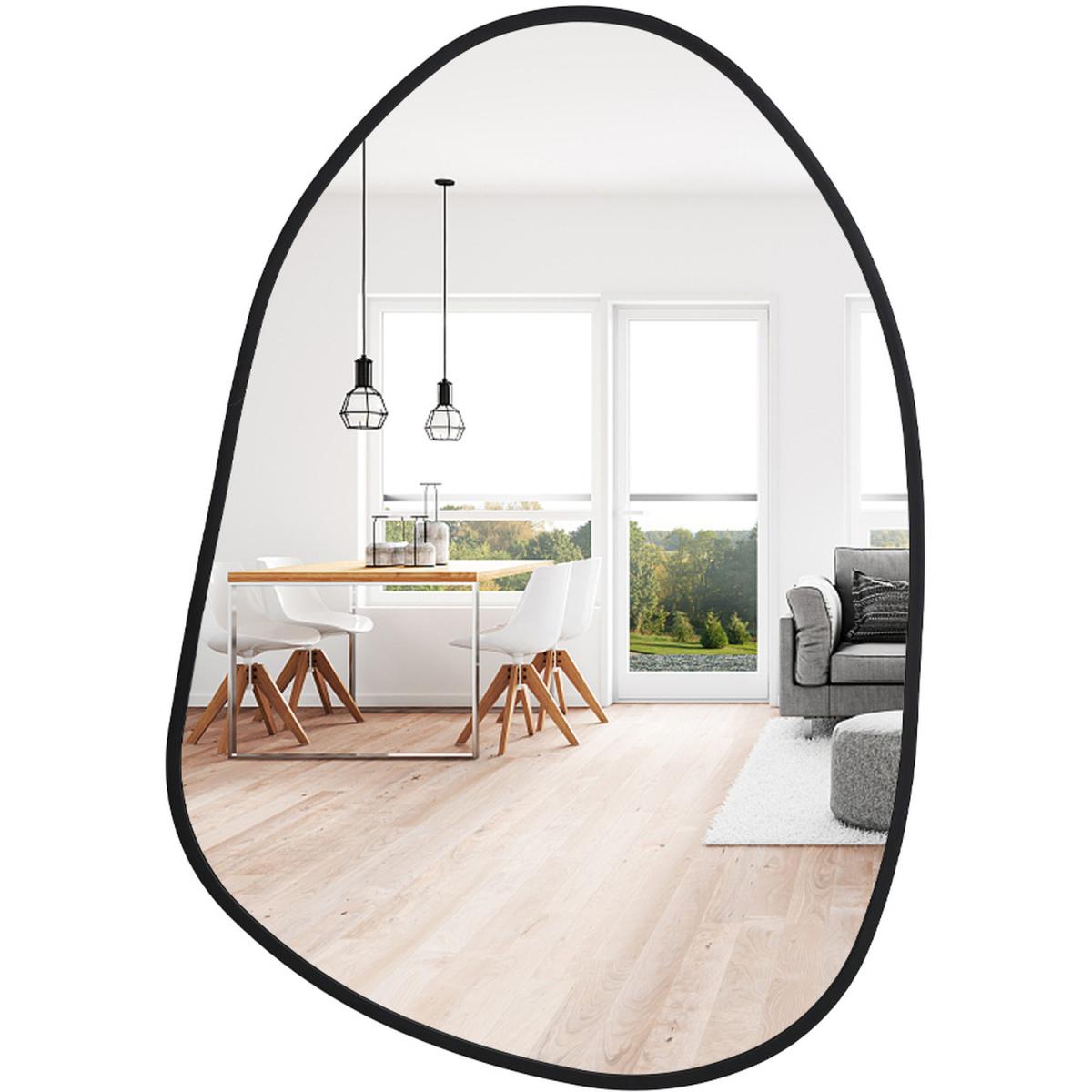 Modern Tempered Glass Wall Mirror With Iron Frame - Black / 8kg – image 5