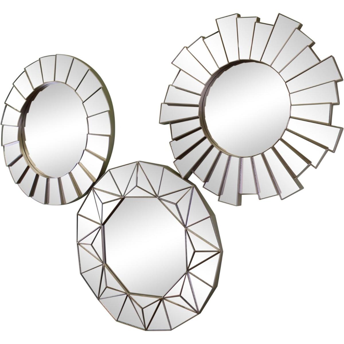 Set of 3 Geometric Style Mirrors - Silver – image 2