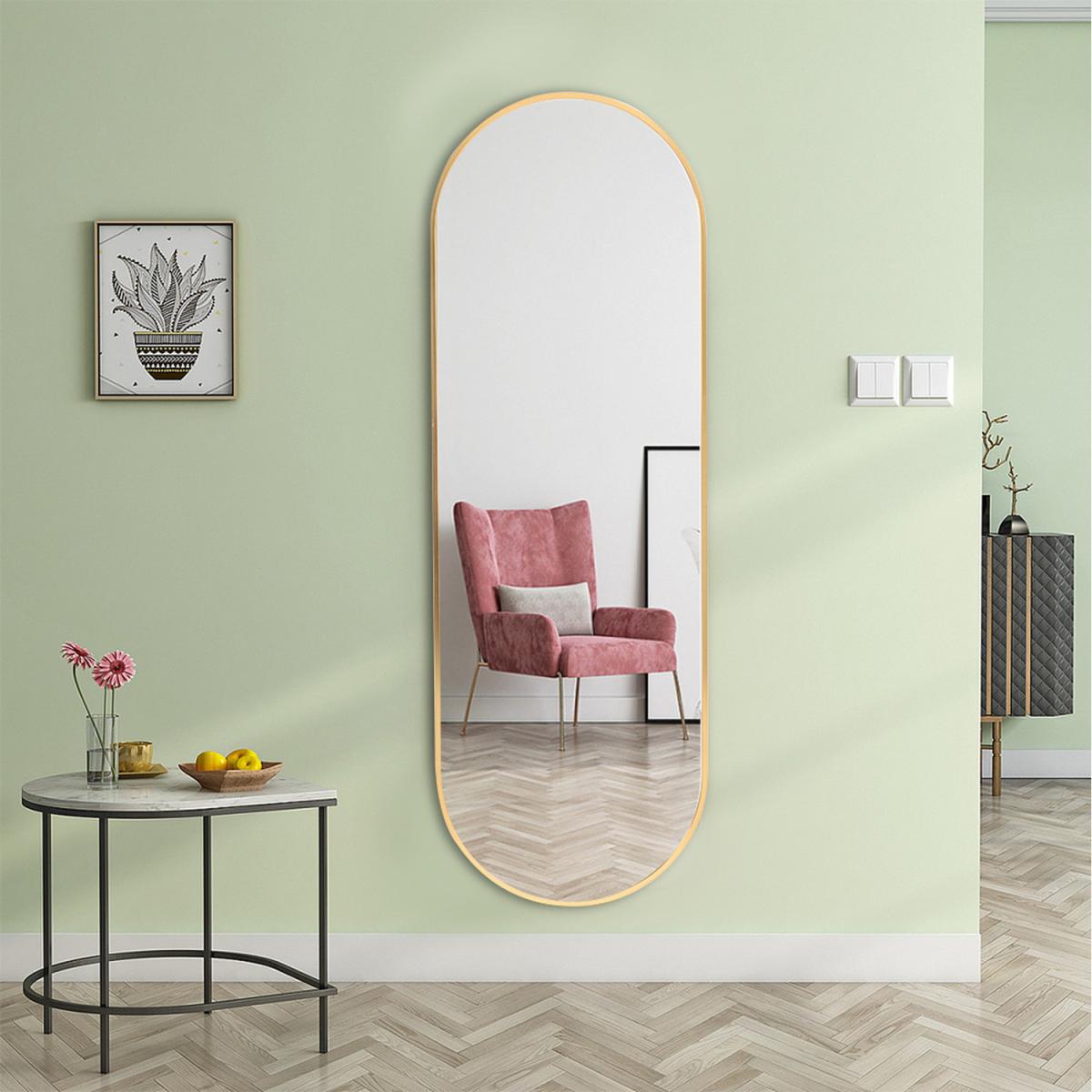 Modern Oval Metal Full Length Wall Mirror - Gold / 7.27kg – image 2