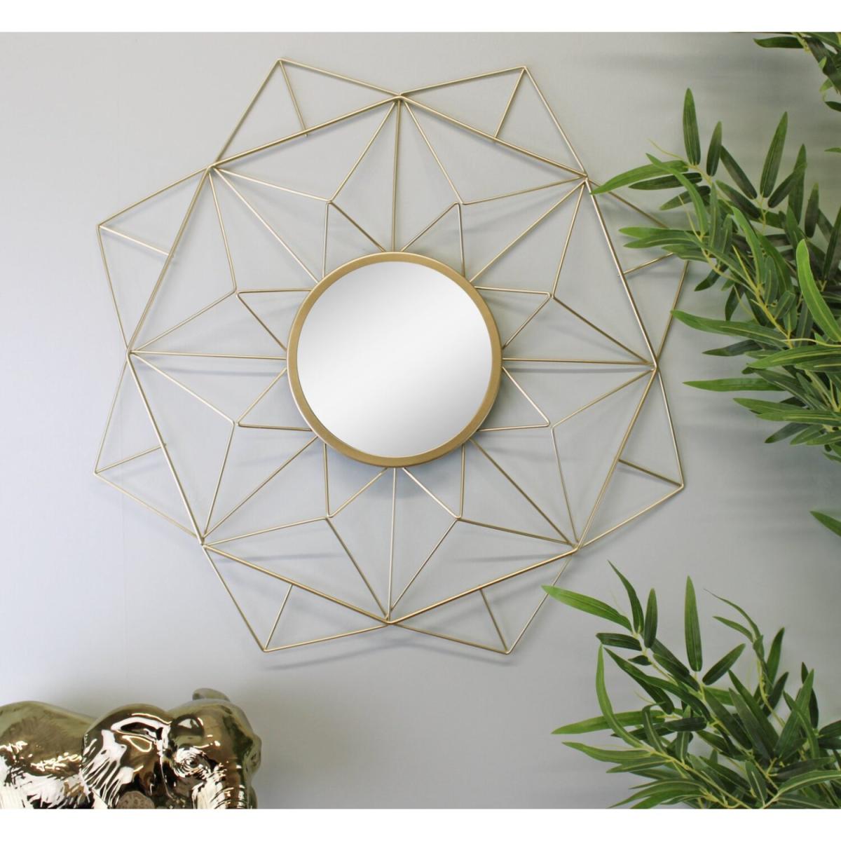 Gold Wire Geometric Design Mirror - Yellow – image 3