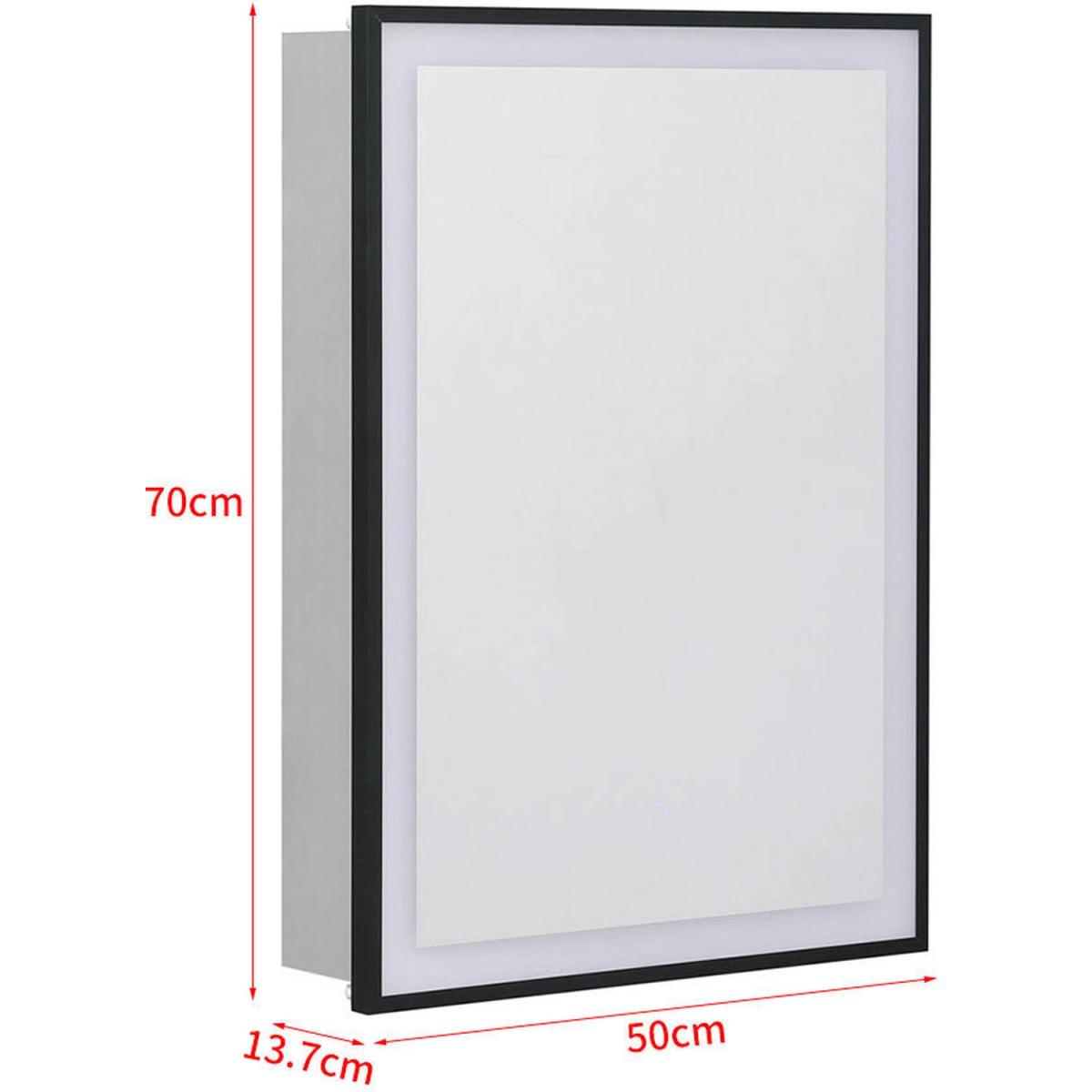 Sliding Door LED Bathroom Mirror Cabinet Wall Mounted With Storage Shelf - White – image 7