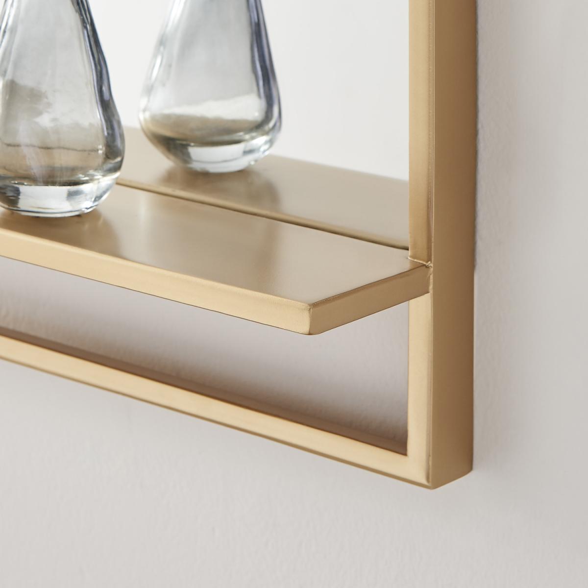 Harlow Wall Framed Mirror Rectangle With Shelf - Gold – image 4