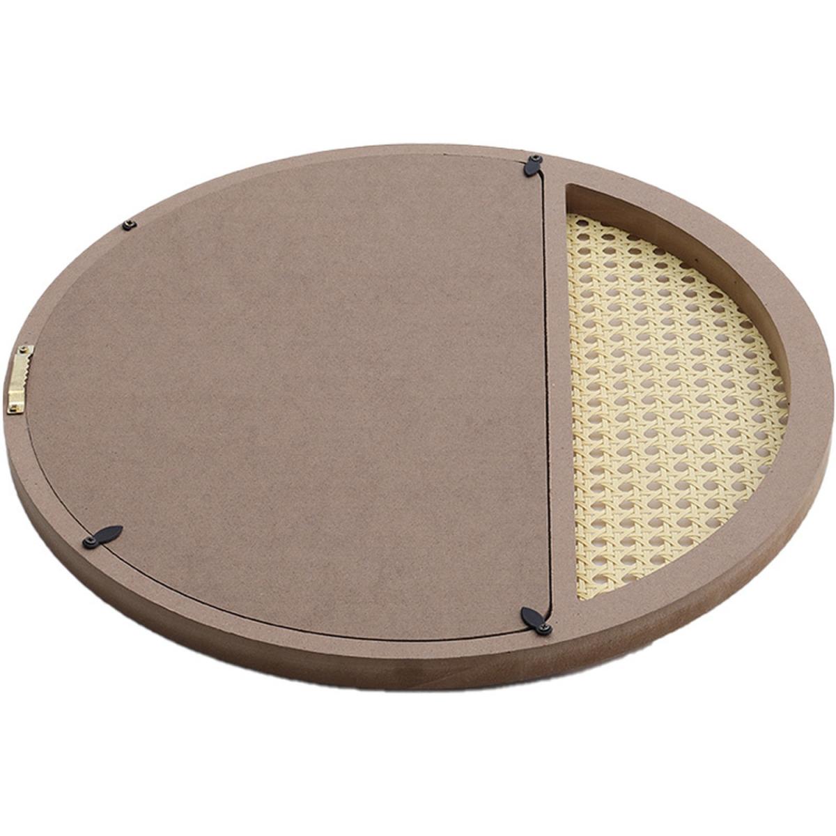 Retro Round Cosmetic Wall Mirror With Handmade Rattan Frame Home Decor - Brown – image 4