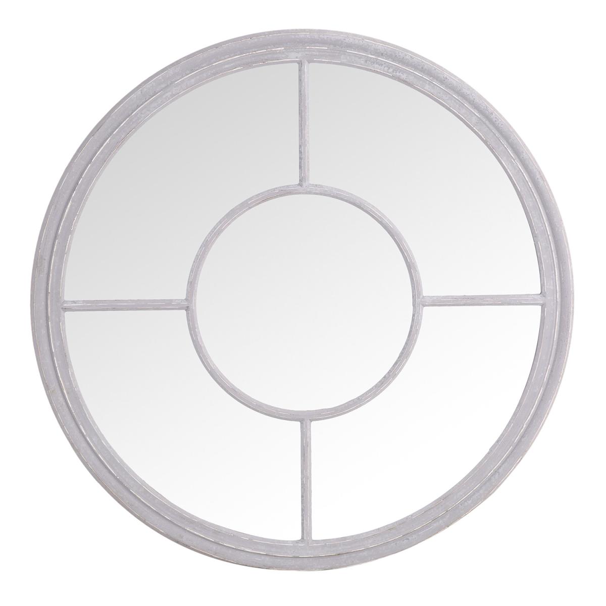 Round Window Mirror - Distressed Grey – image 2
