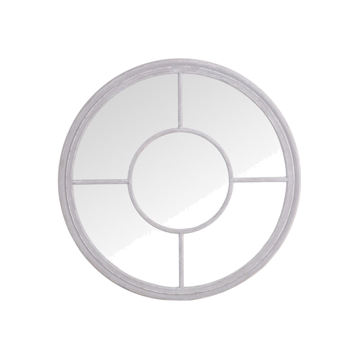 Round Window Mirror - Distressed Grey – image 1