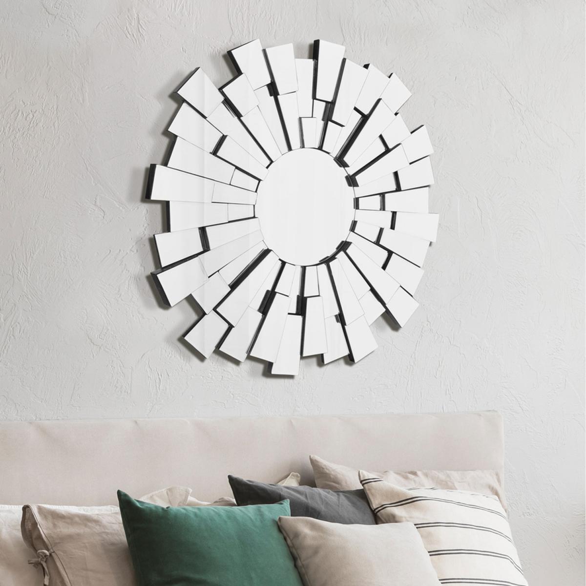 MirrorOutlet Sunburst All Glass Elegant Round Wall Mirror 90 x 90cm - All glass – image 1