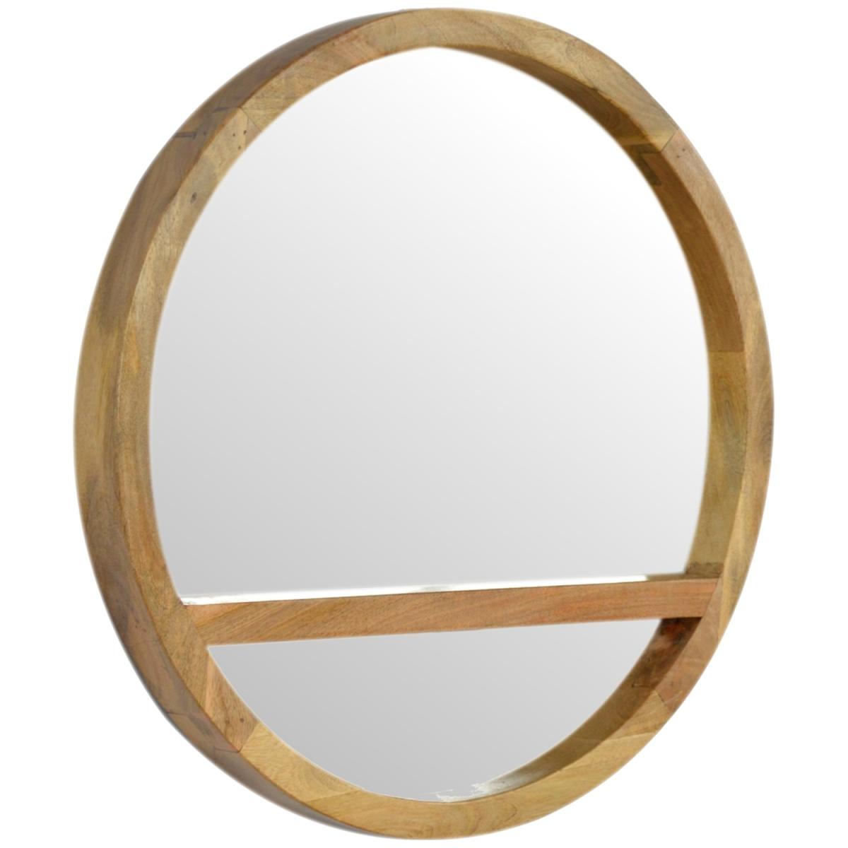 Sliding Brass Inlay Round Wall Mirror Cabinet - Orange – image 2