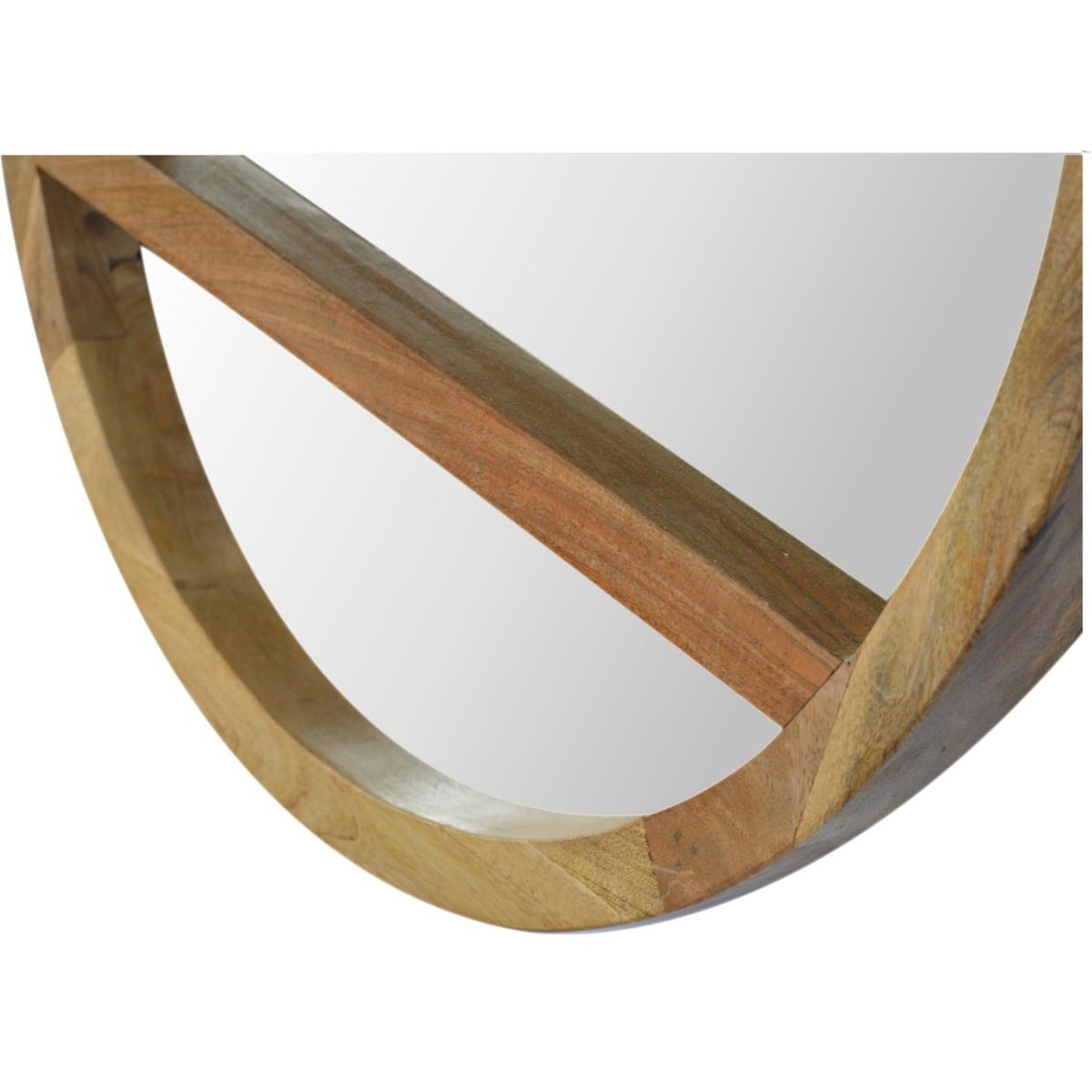 Sliding Brass Inlay Round Wall Mirror Cabinet - Orange – image 6