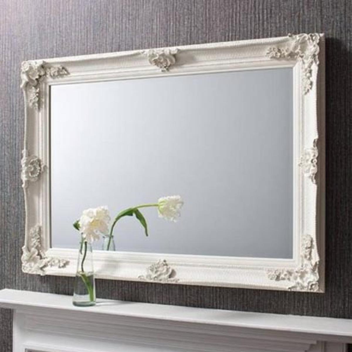 Davenport Cream Ornate Flourish Large Wall Mirror - Cream – image 1