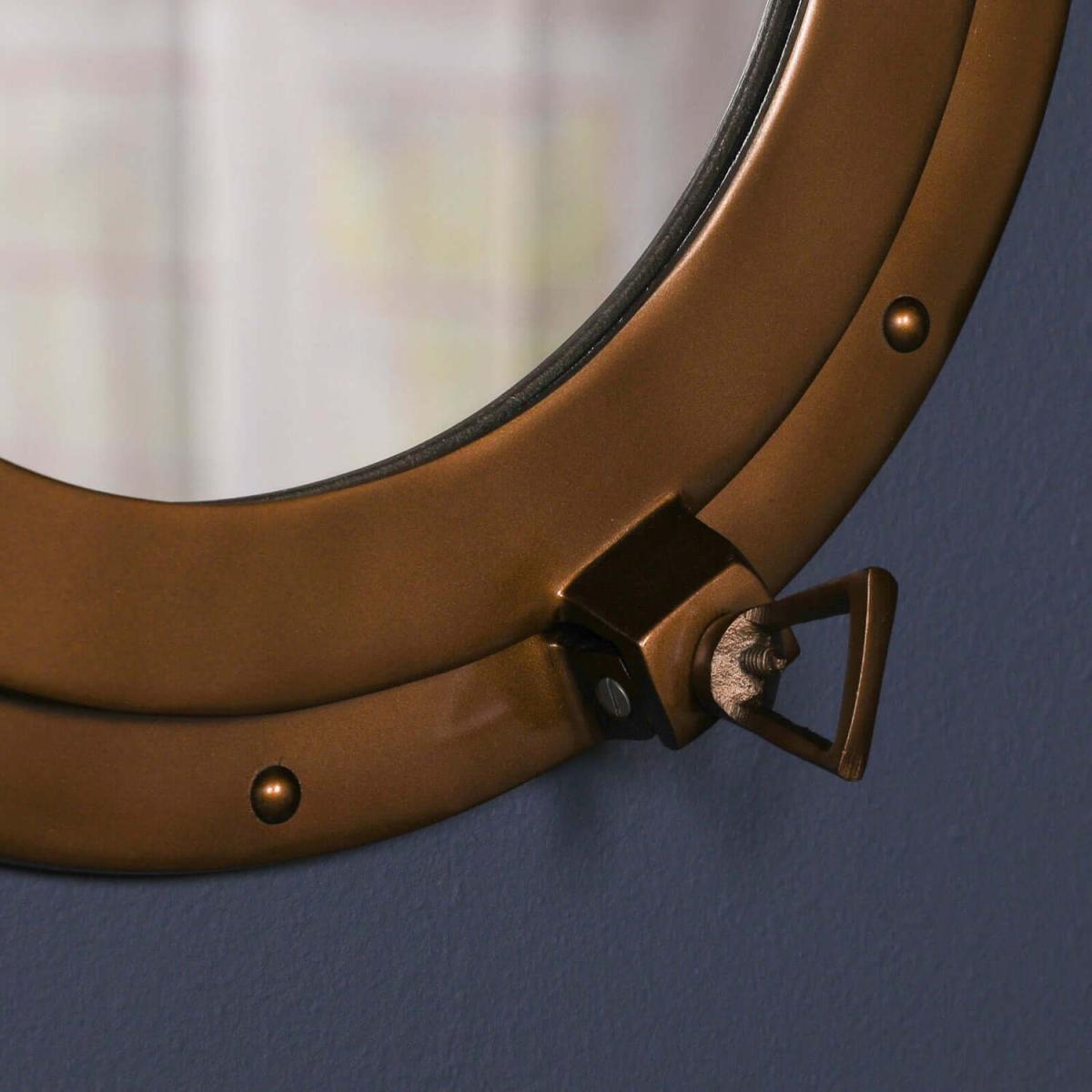 Antiqued Brass Ships Accent Mirror Nautical Port Hole Style - Brass – image 3