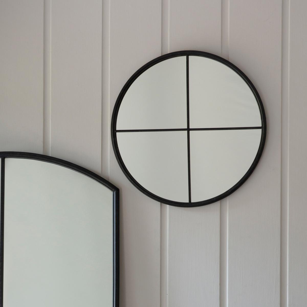 Elizabeth Small Black Round Mirror - Silver – image 1
