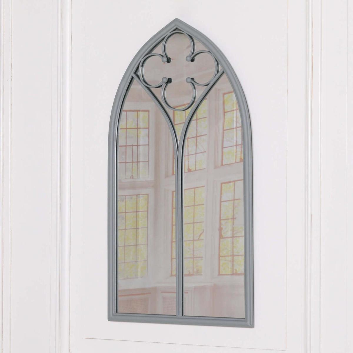 Grey Gothic Large Window Wall Mirror - Grey