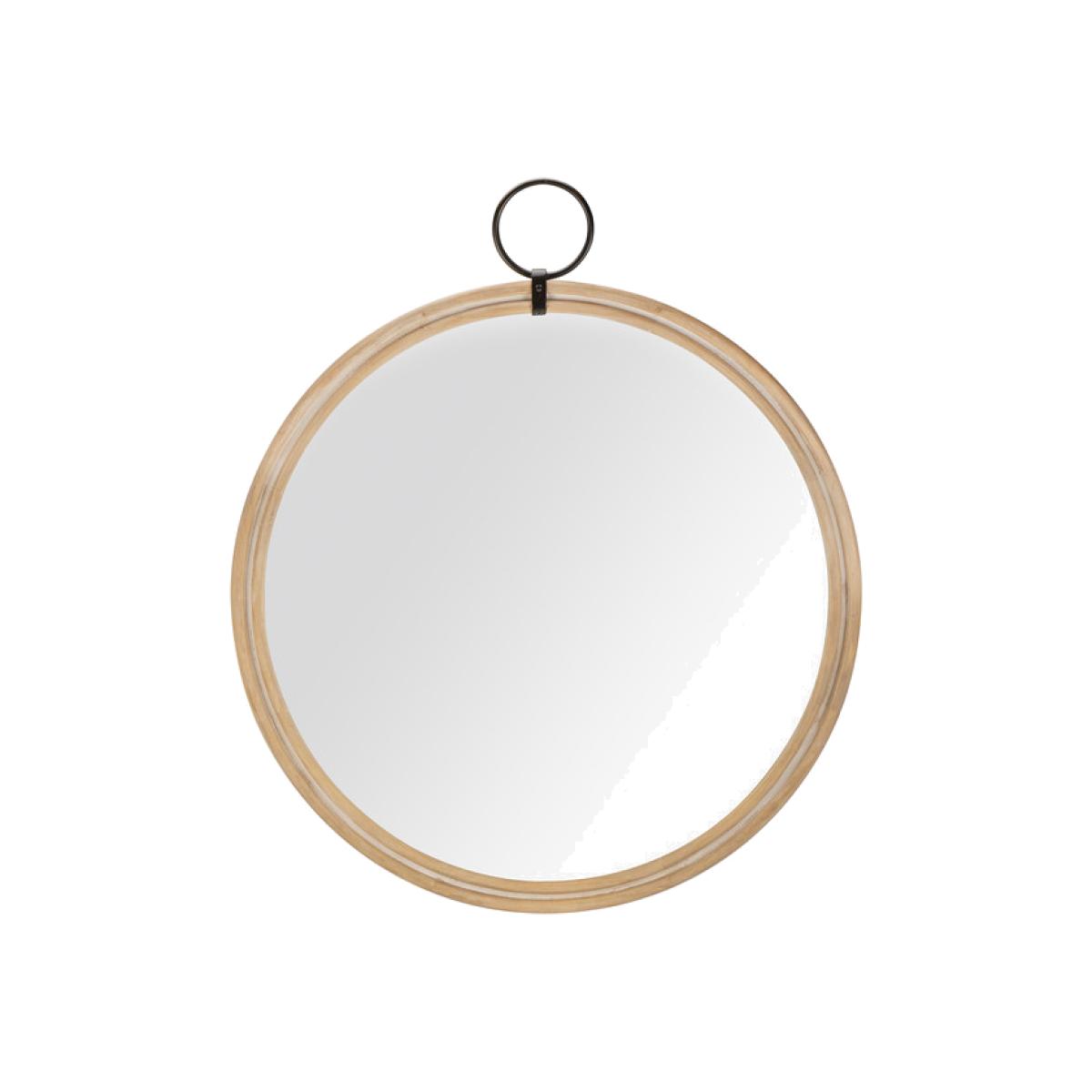Rustic Wooden Round Wall Mirror