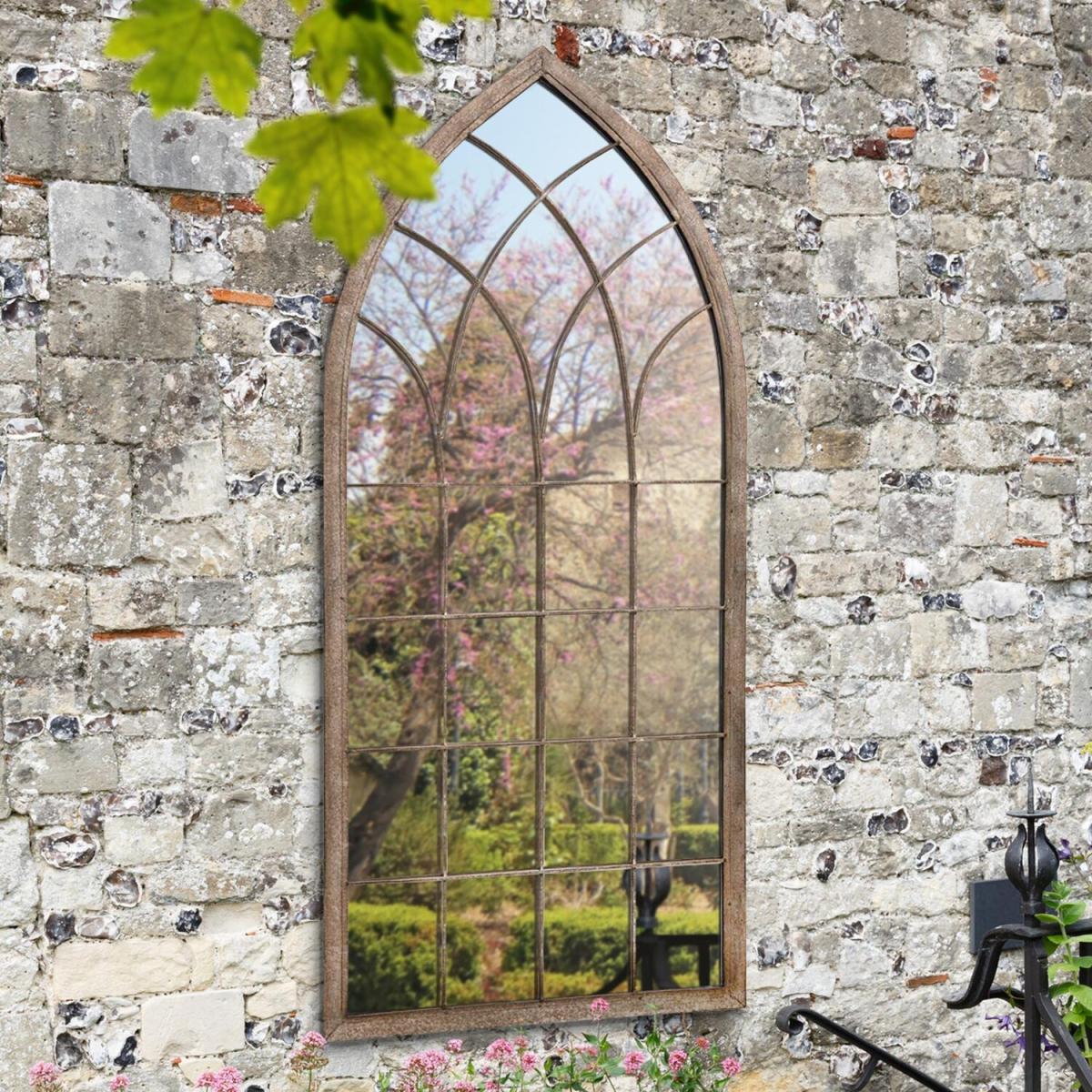 MirrorOutlet Dorset Rustic Arch Large Garden Mirror - Stone – image 2
