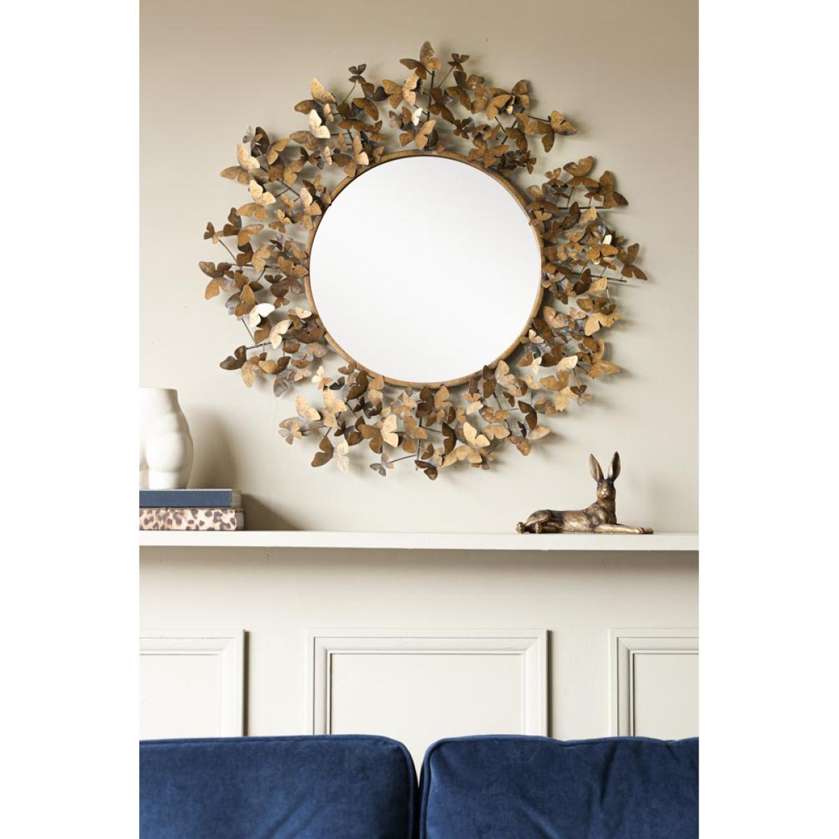 Antiqued Butterflies Round Wall Mirror – image 3