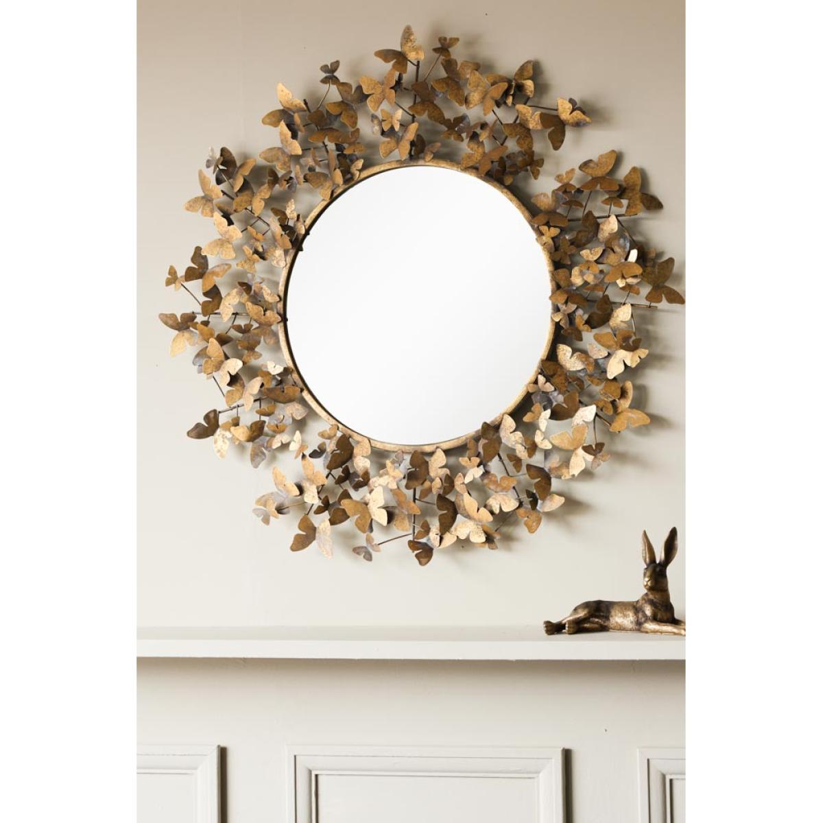 Antiqued Butterflies Round Wall Mirror – image 4