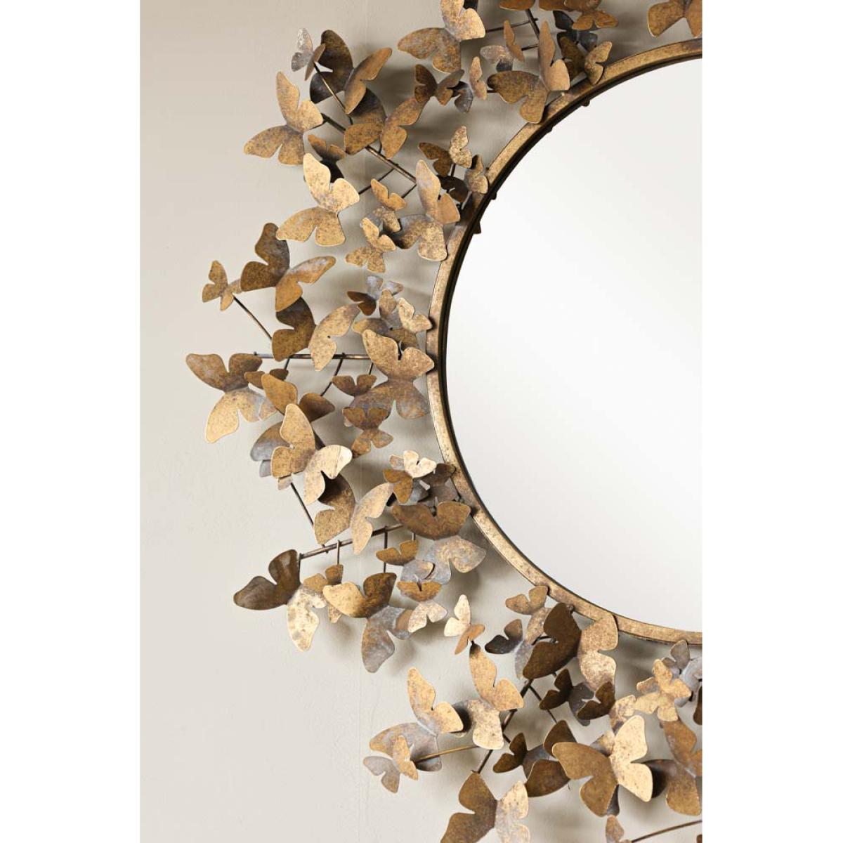 Antiqued Butterflies Round Wall Mirror – image 5