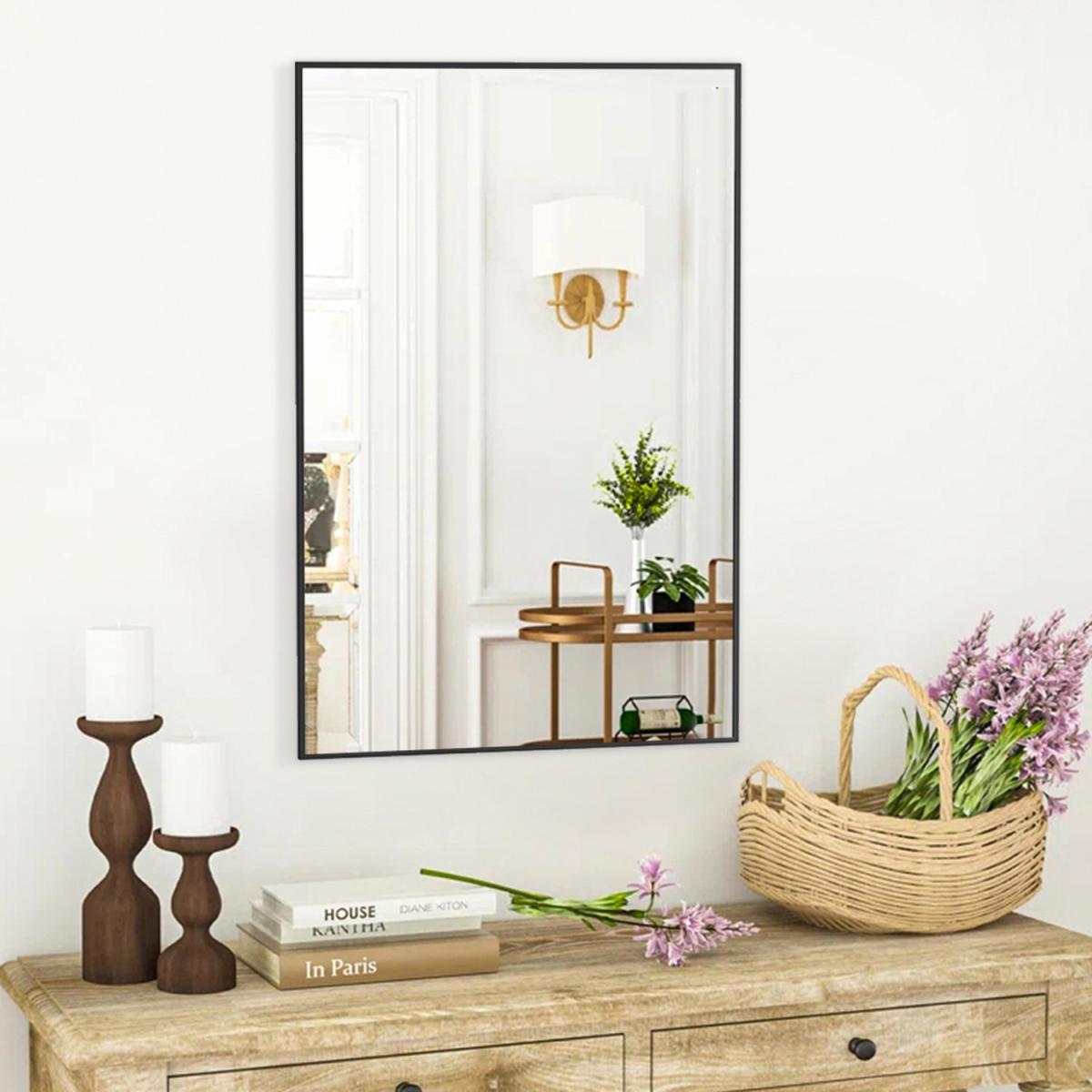 Nordic Bathroom Hanging Makeup Rectangular Wall Mirror Home Decor - Golden – image 2