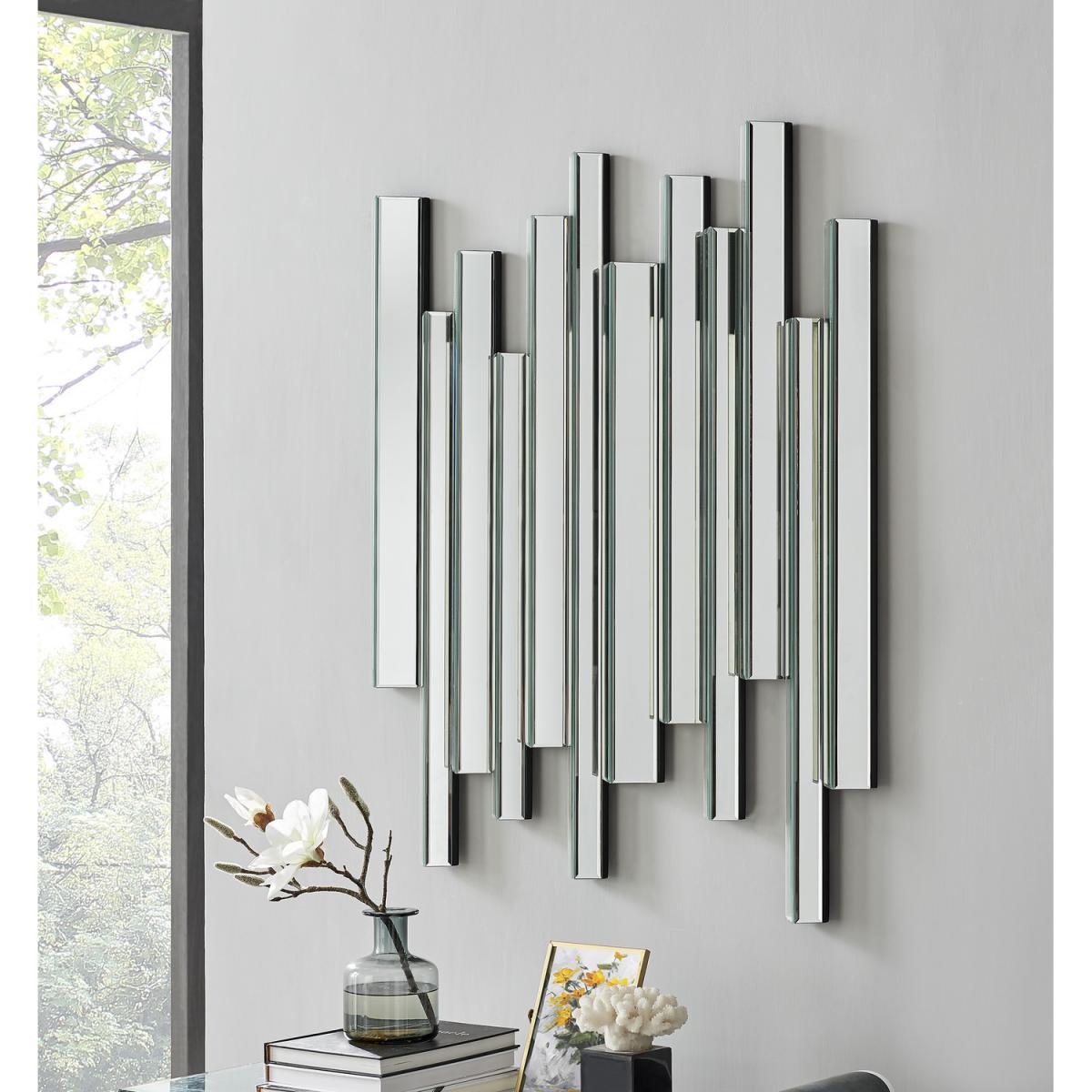 Crystalline Medium Silver Contemporary Modern Wall Mirror - Silver – image 2