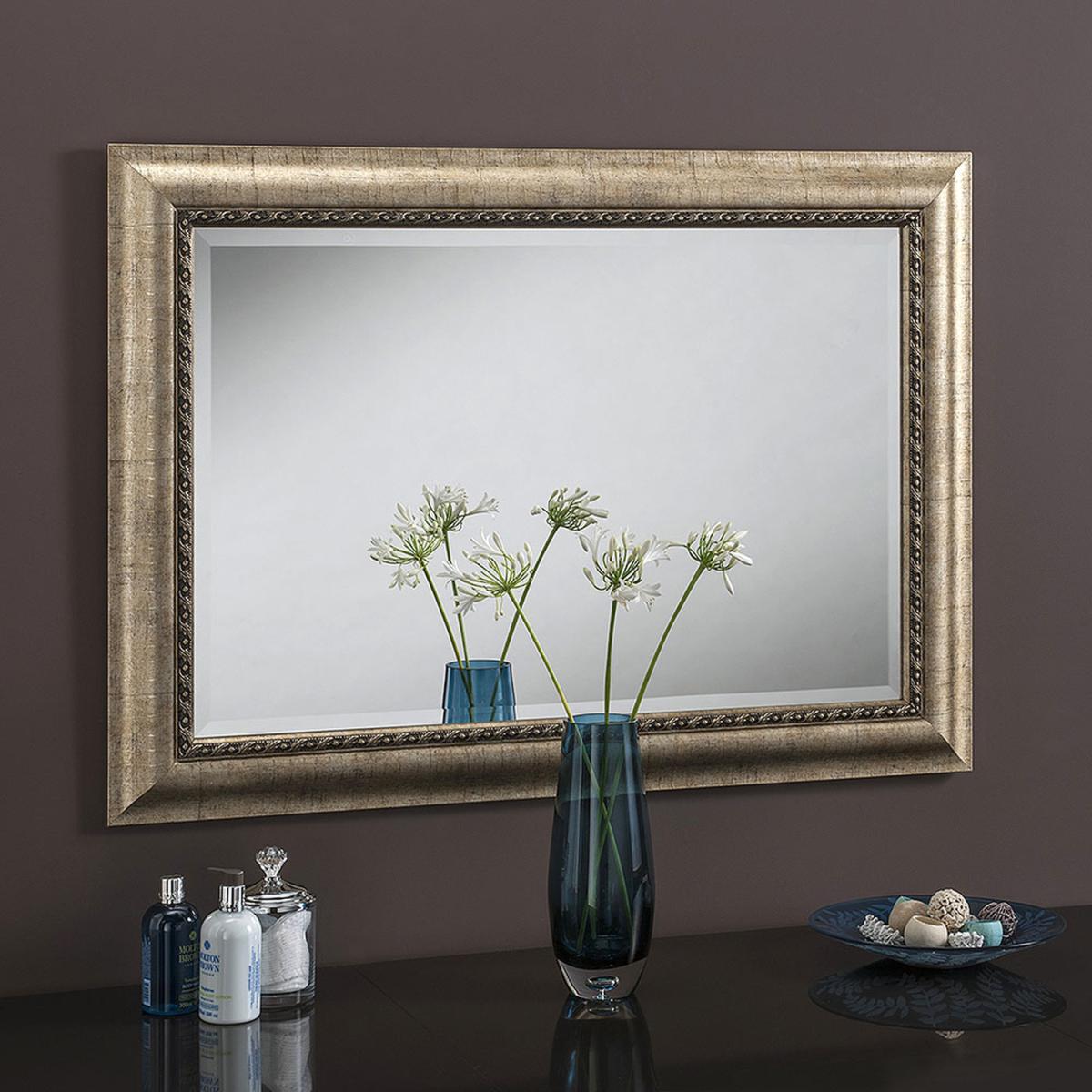 Decorative Champagne Framed Mirror 104x76cm - Champagne