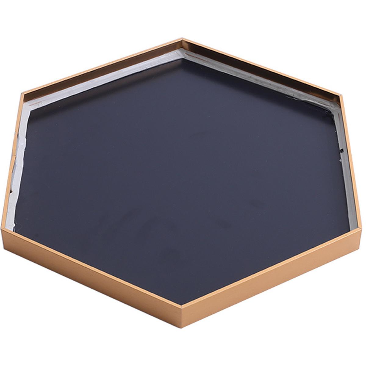 Bathroom Hexagon Glass Wall Mirror Self-adhesive With Metal Frame - Golden – image 11