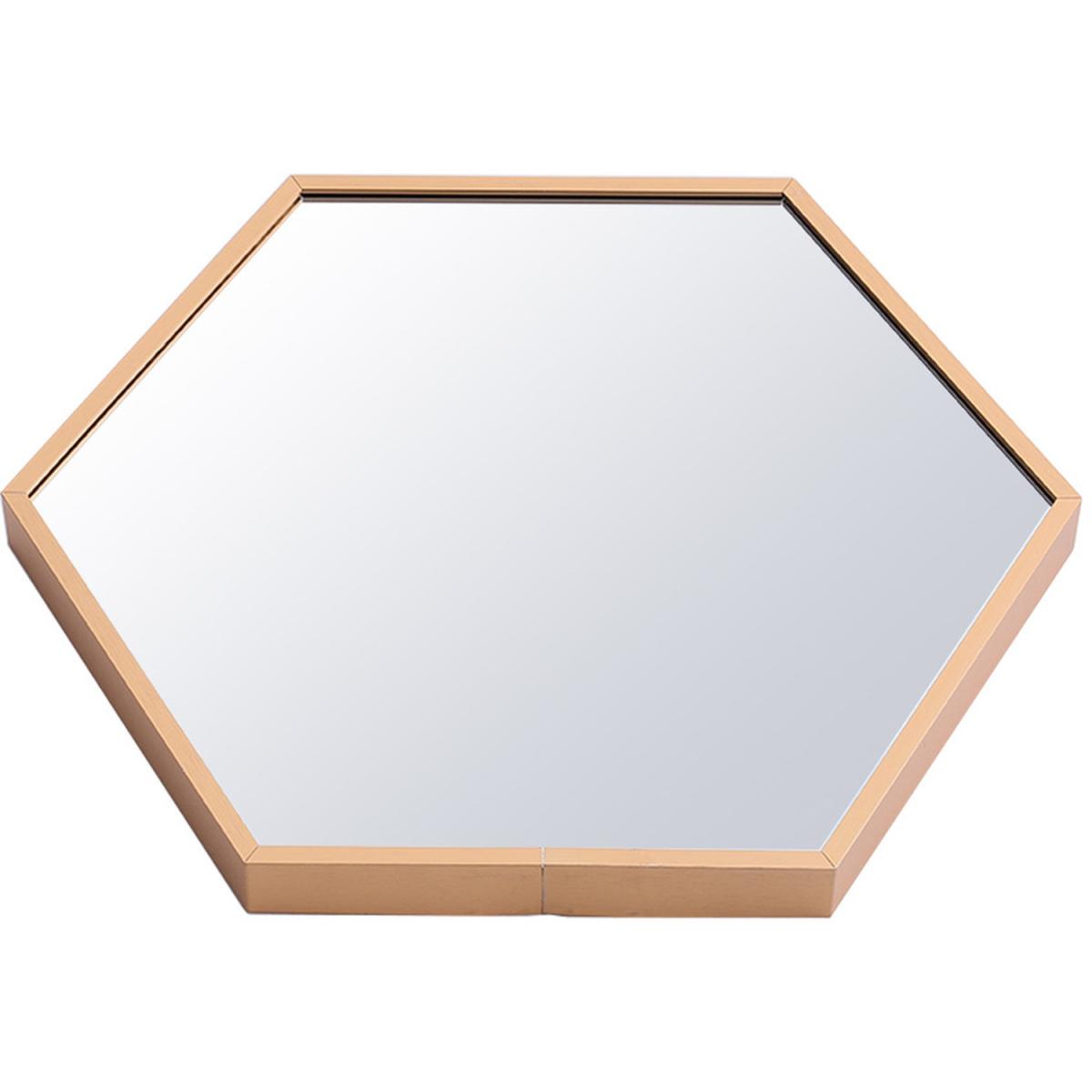 Bathroom Hexagon Glass Wall Mirror Self-adhesive With Metal Frame - Golden – image 12