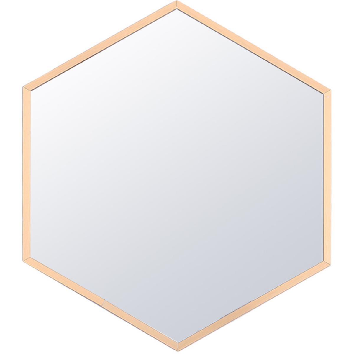 Bathroom Hexagon Glass Wall Mirror Self-adhesive With Metal Frame - Golden – image 13