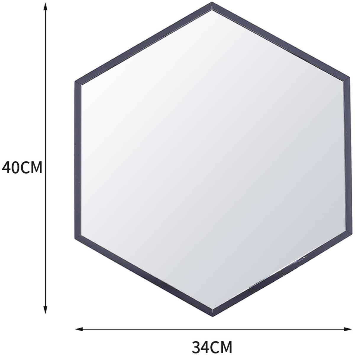 Bathroom Hexagon Glass Wall Mirror Self-adhesive With Metal Frame - Golden – image 3