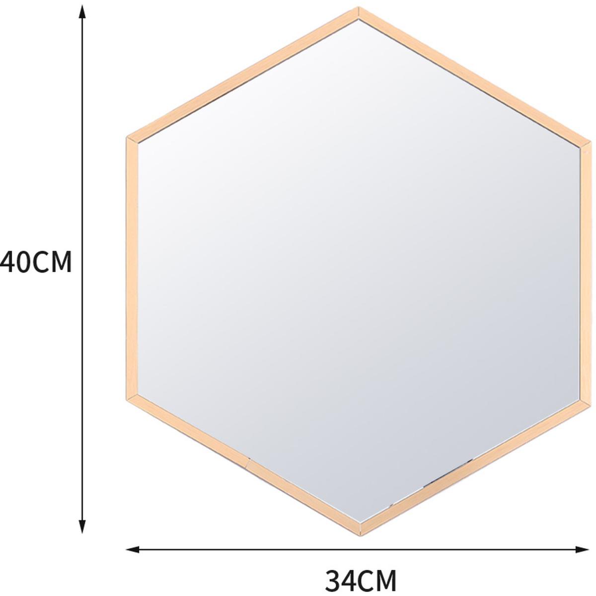 Bathroom Hexagon Glass Wall Mirror Self-adhesive With Metal Frame - Golden – image 9