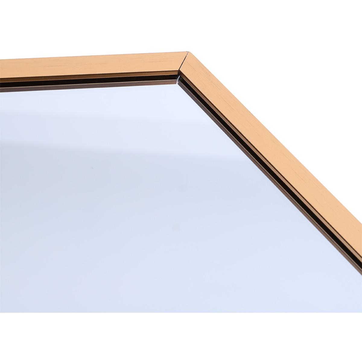 Bathroom Hexagon Glass Wall Mirror Self-adhesive With Metal Frame - Golden – image 10