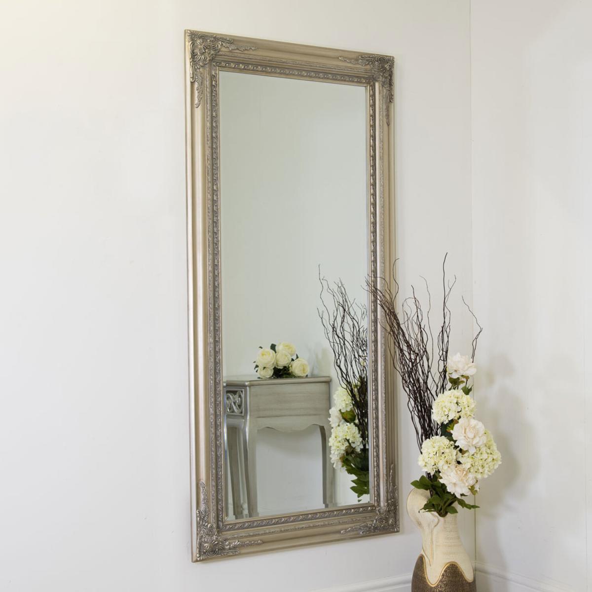 MirrorOutlet Silver Antique Style Wall Mirror Wood - Silver – image 1